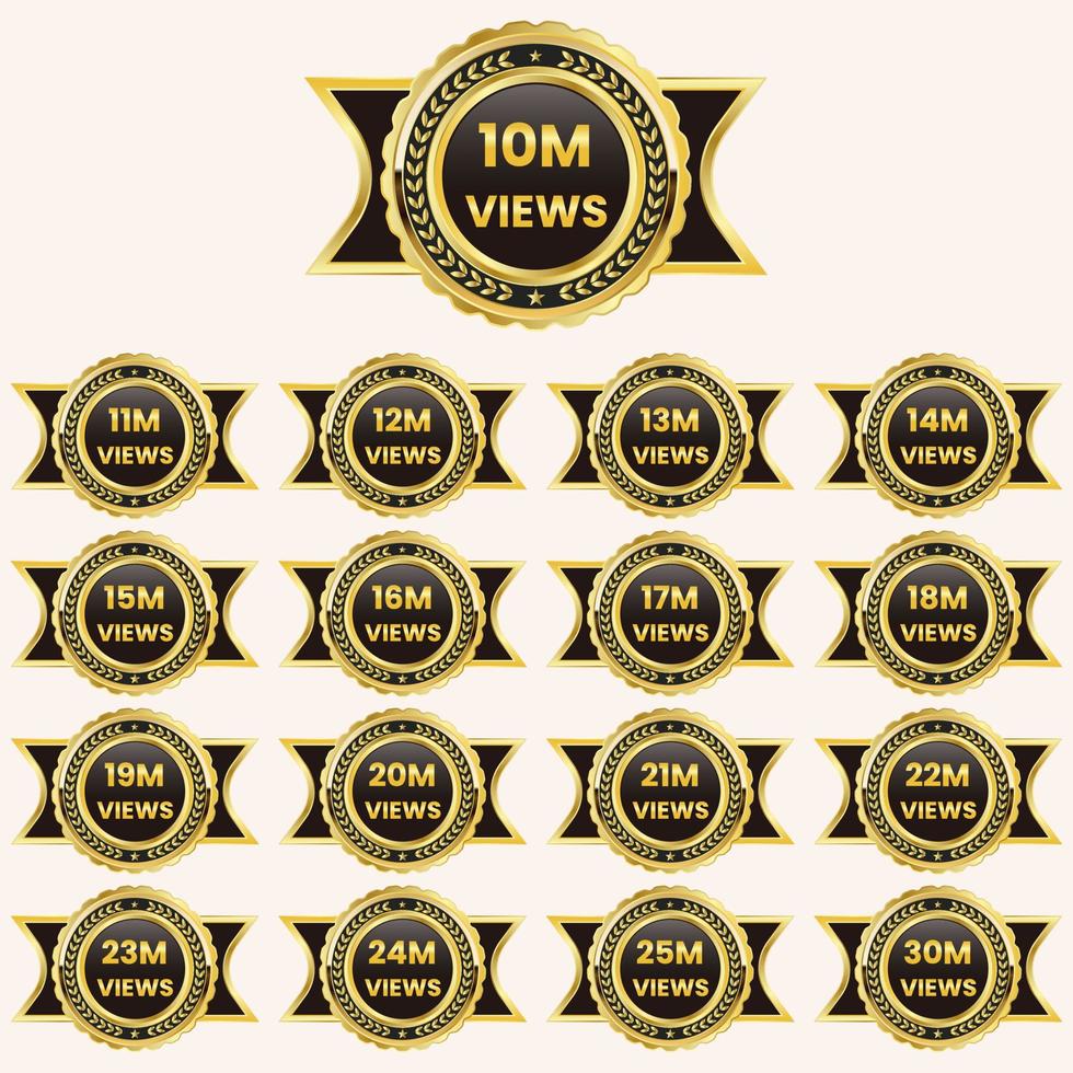 million de vues célébration fond conception bannière 10m vues à 30m vues étiquette vecteur