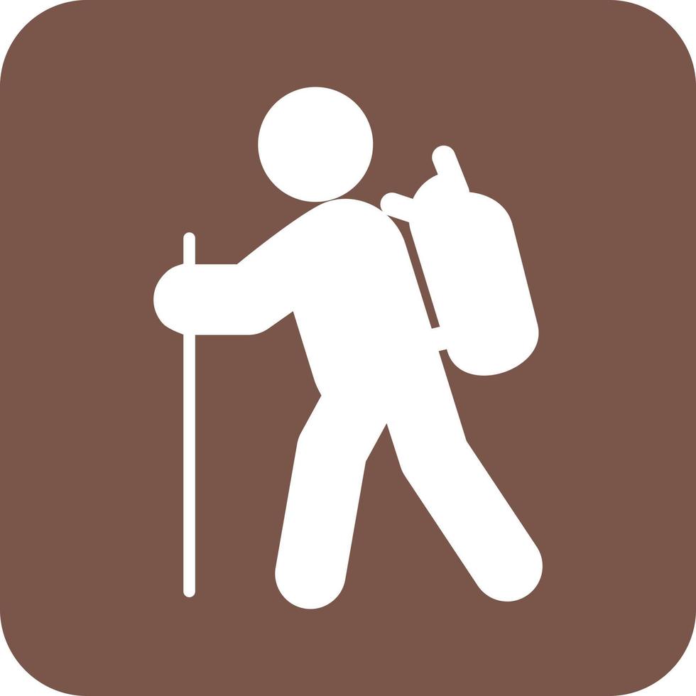 icône de fond rond glyphe de trekking vecteur