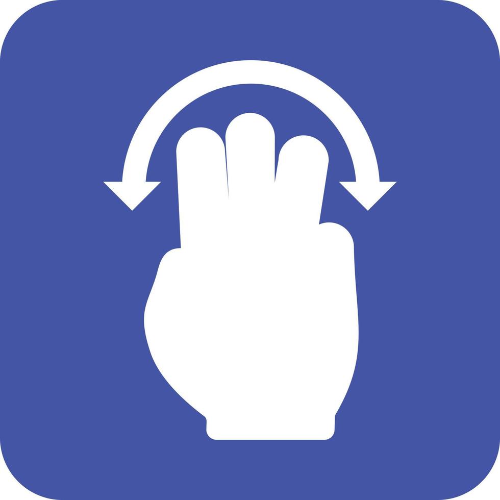 trois doigts tournent le glyphe autour de l'icône d'arrière-plan vecteur