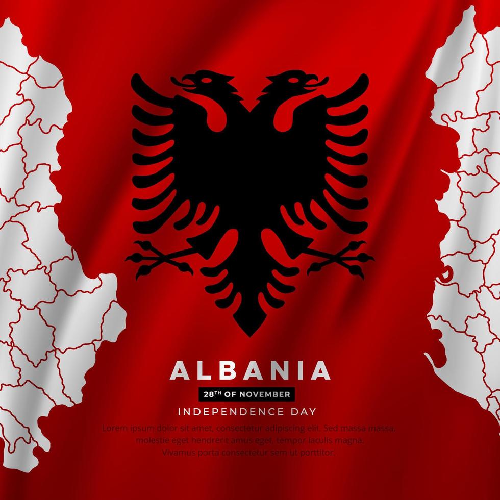 nouveau design du vecteur de la fête de l'indépendance de l'albanie. drapeau albanie avec vecteur de brosse abstraite
