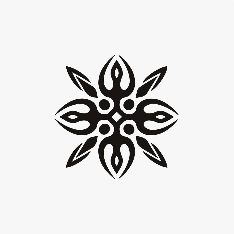 logo symbole trident mandala noir sur fond blanc. conception de tatouage de décalque de pochoir. illustration vectorielle plane. vecteur