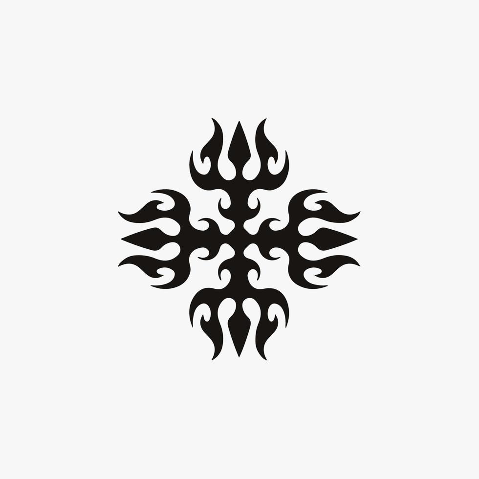 logo symbole trident mandala noir sur fond blanc. conception de tatouage de décalque de pochoir. illustration vectorielle plane. vecteur