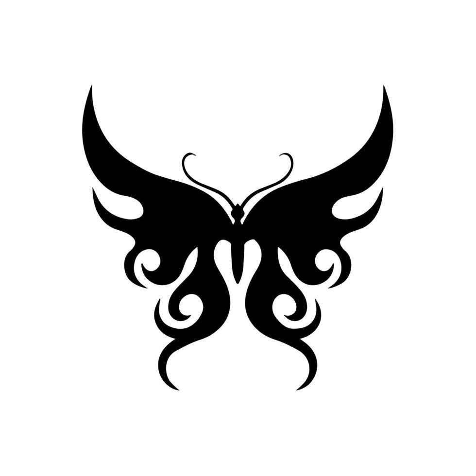 symbole du logo papillon tribal. conception de pochoir. illustration vectorielle de tatouage. vecteur