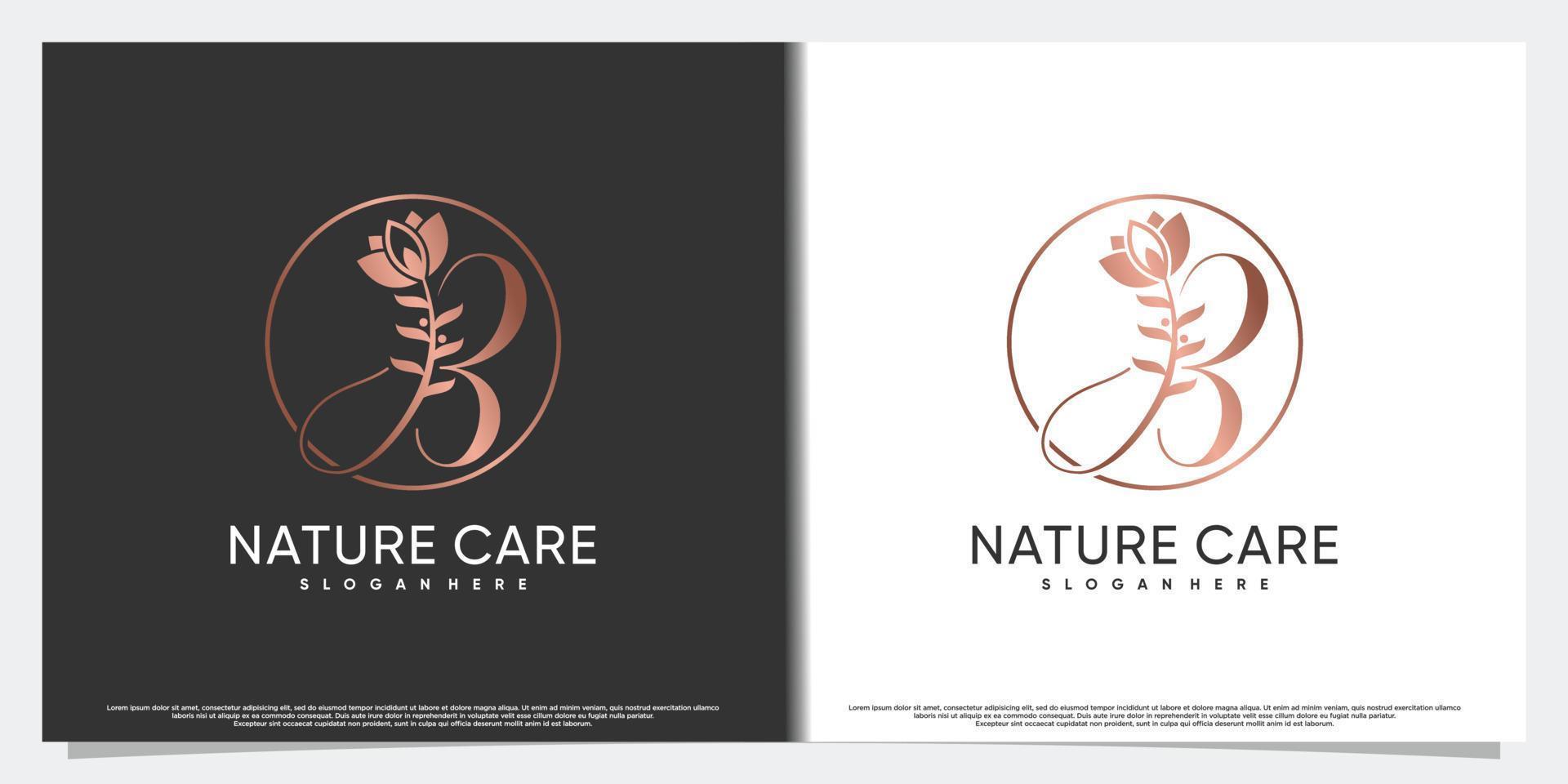 création de logo de beauté naturelle pour salon de beauté avec vecteur premium de concept moderne créatif