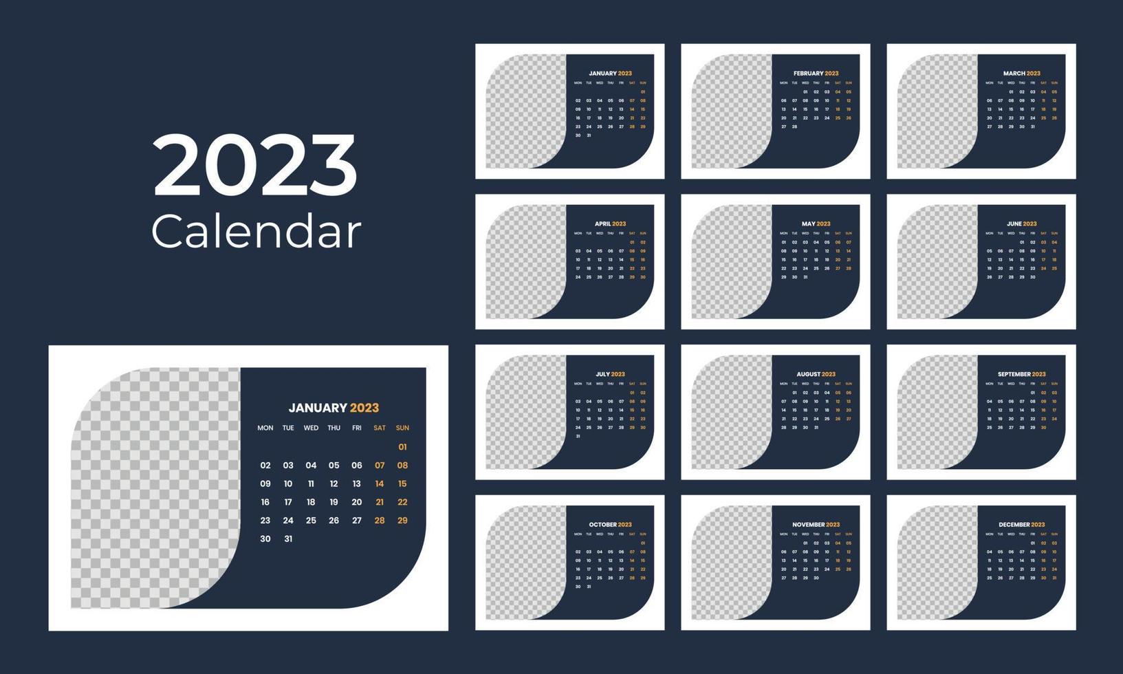 calendrier de bureau 2023 vecteur