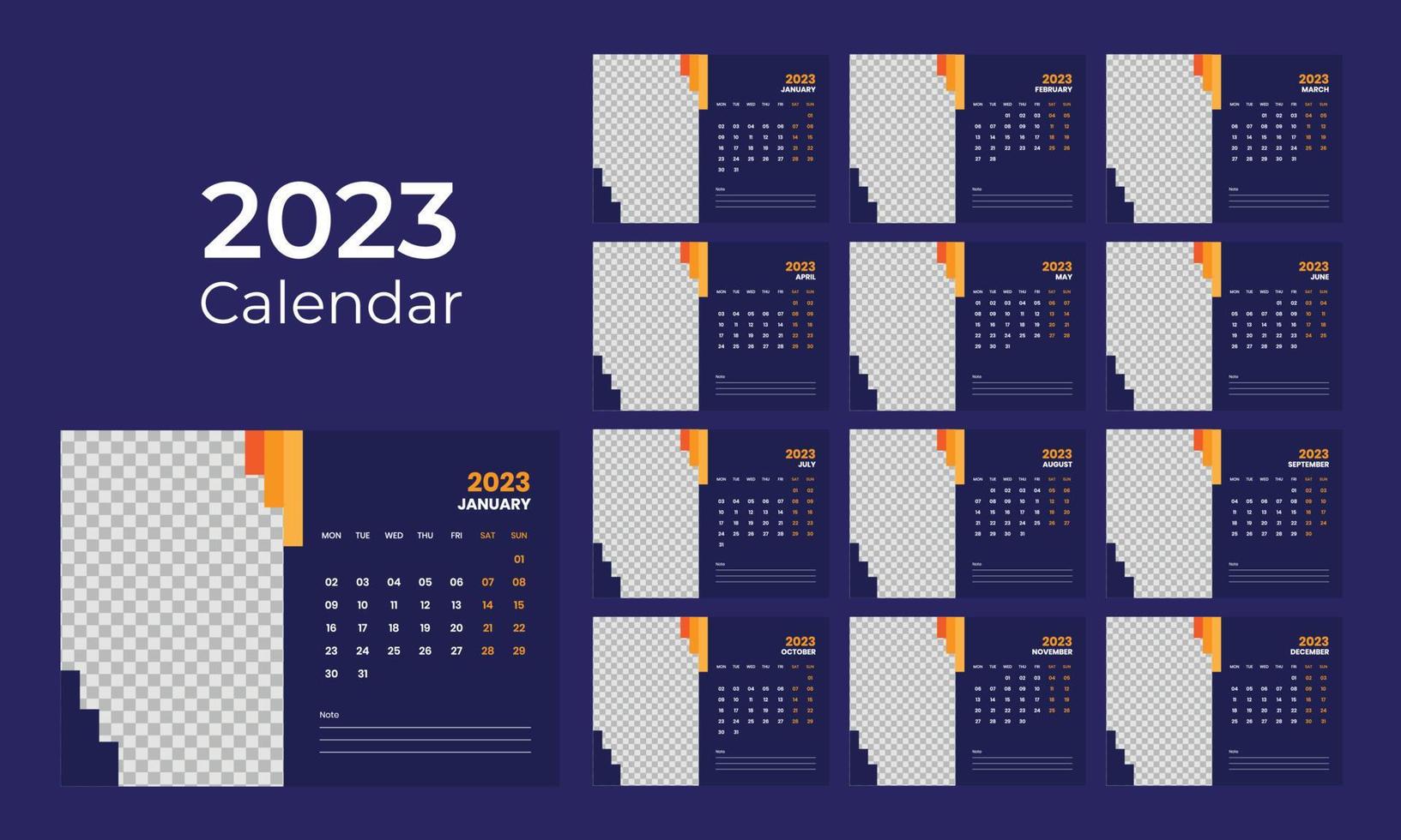 calendrier de bureau 2023 vecteur