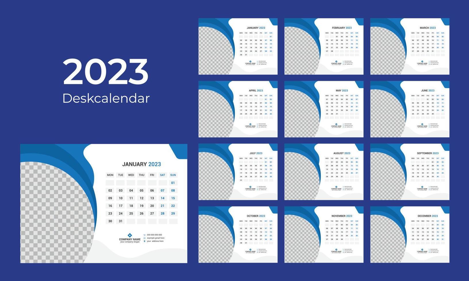 calendrier de bureau 2023 vecteur