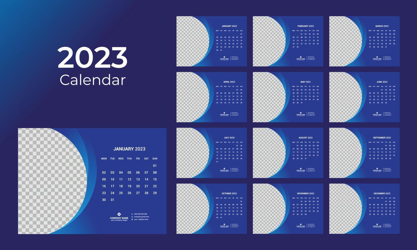 calendrier de bureau 2023 vecteur