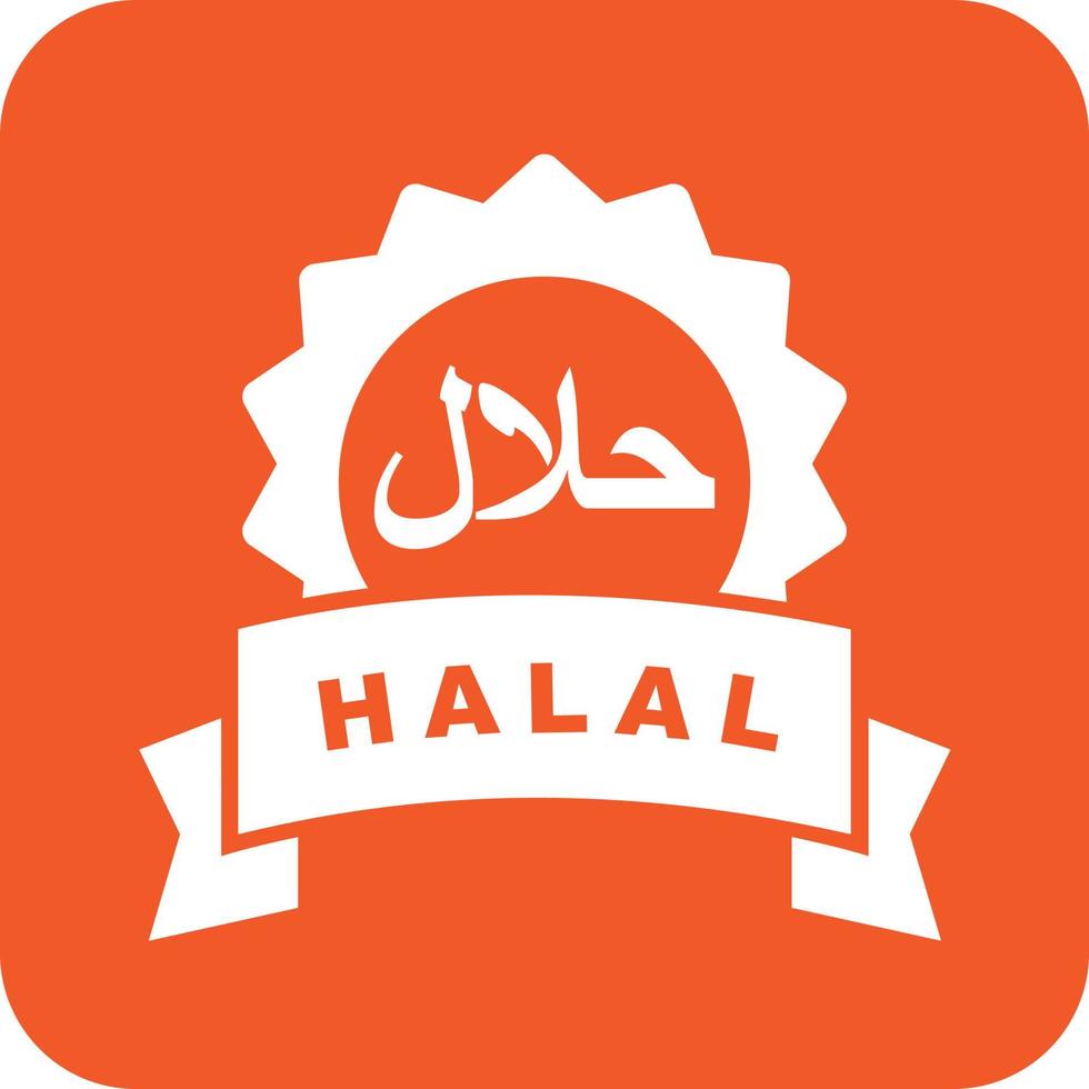 icône de fond rond glyphe autocollant halal vecteur