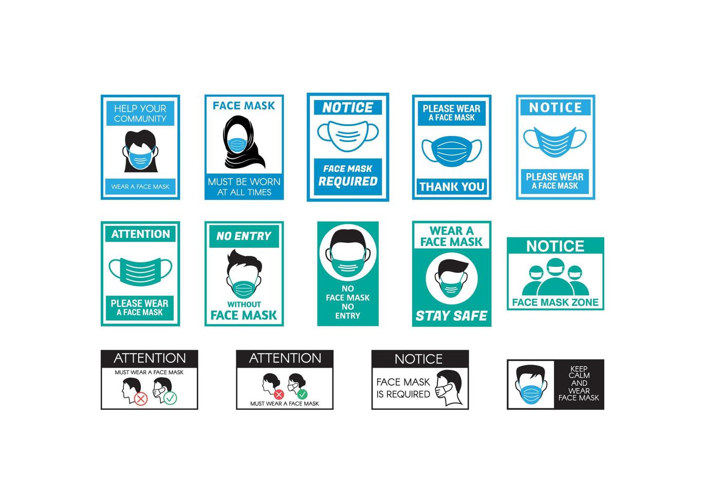 signalisation de masque facial vecteur