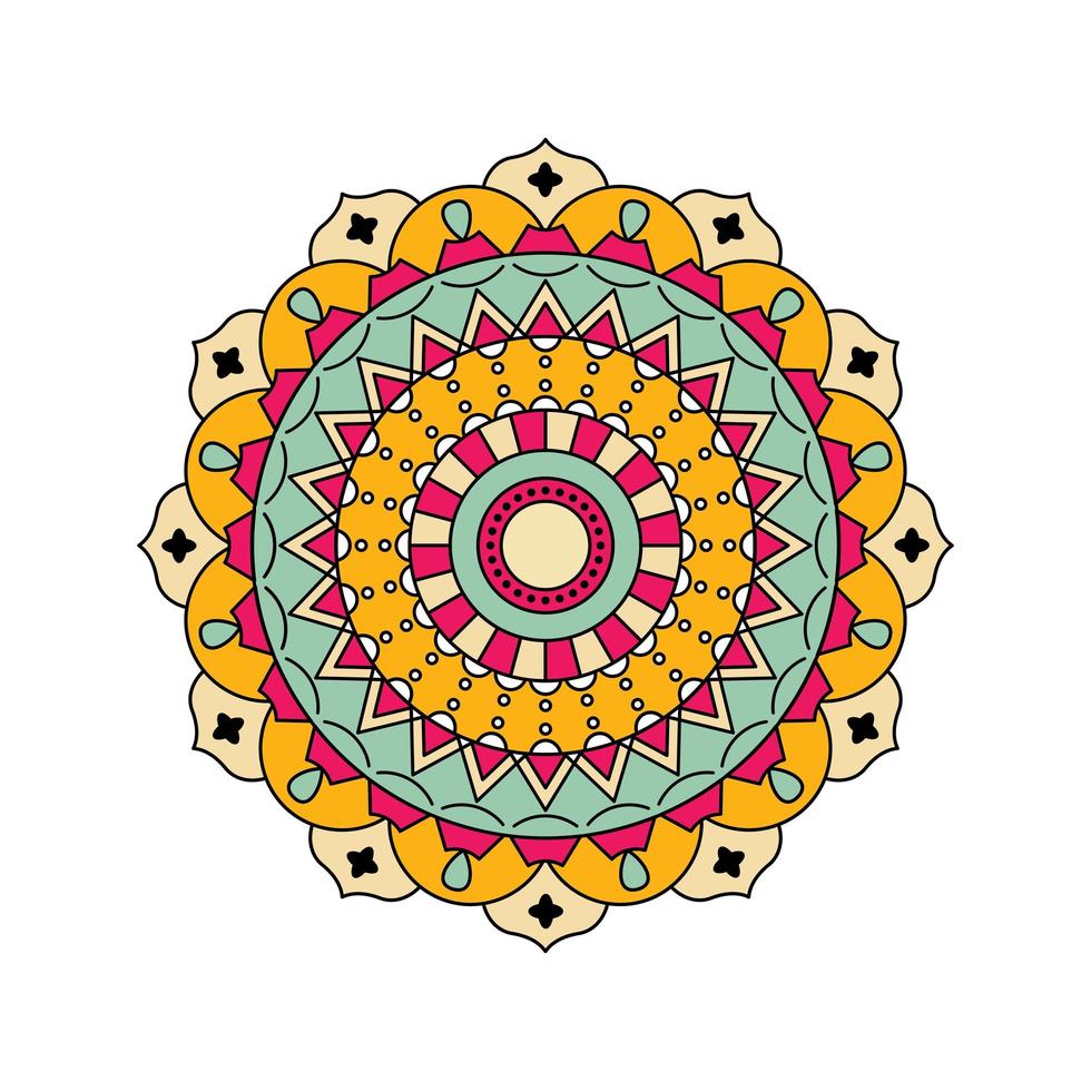 conception de mandala coloré bleu jaune indien vecteur