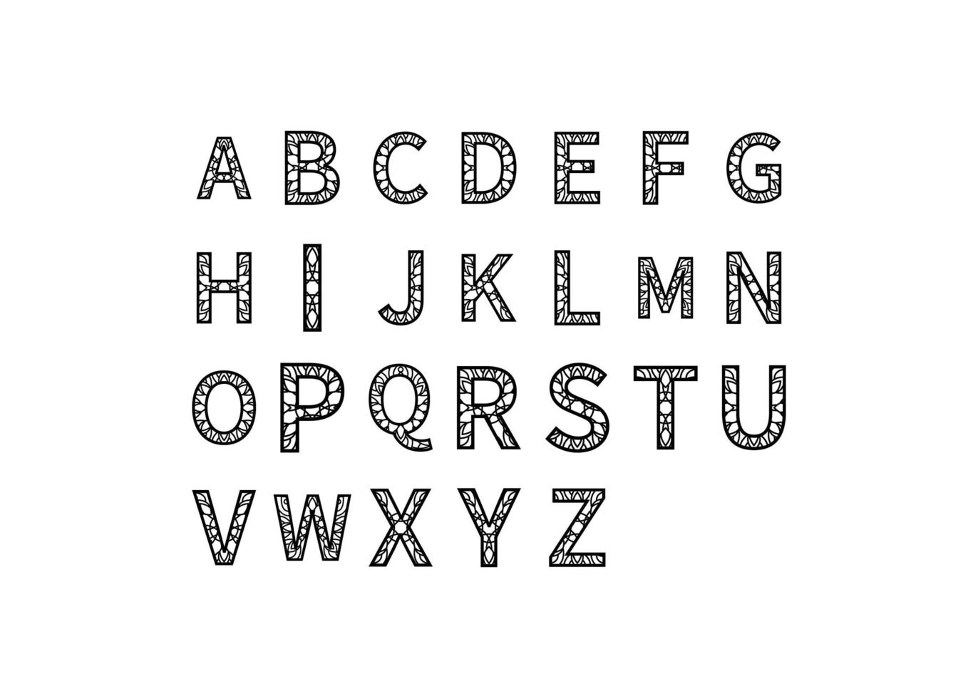 éléments de mandala alphabet vecteur
