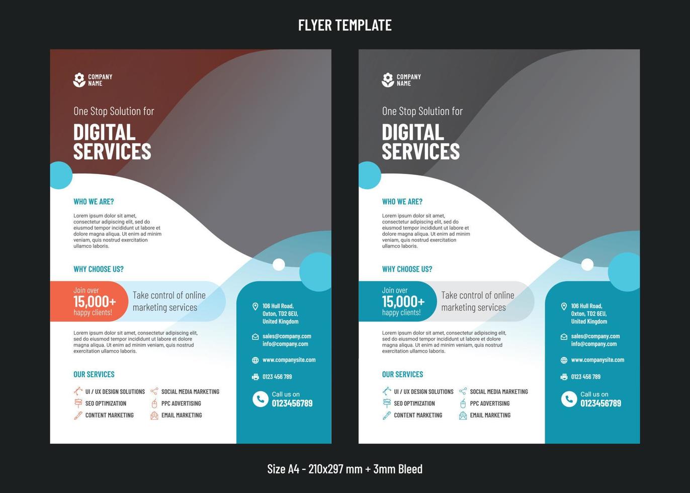 modèle de flyer a4 de services de marketing numérique vecteur
