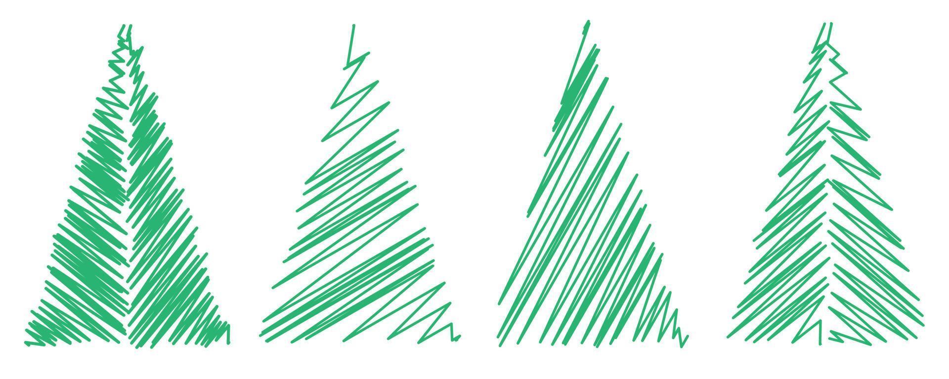 sapins de noël avec dessin en ligne vecteur