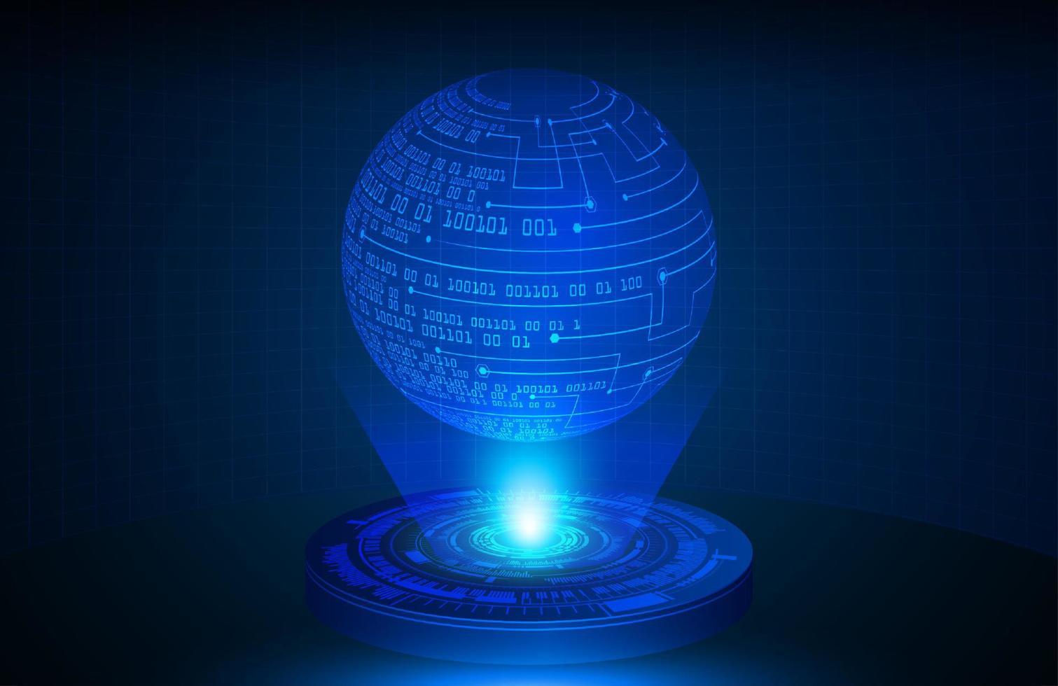 projecteur holographique globe sur fond de technologie vecteur