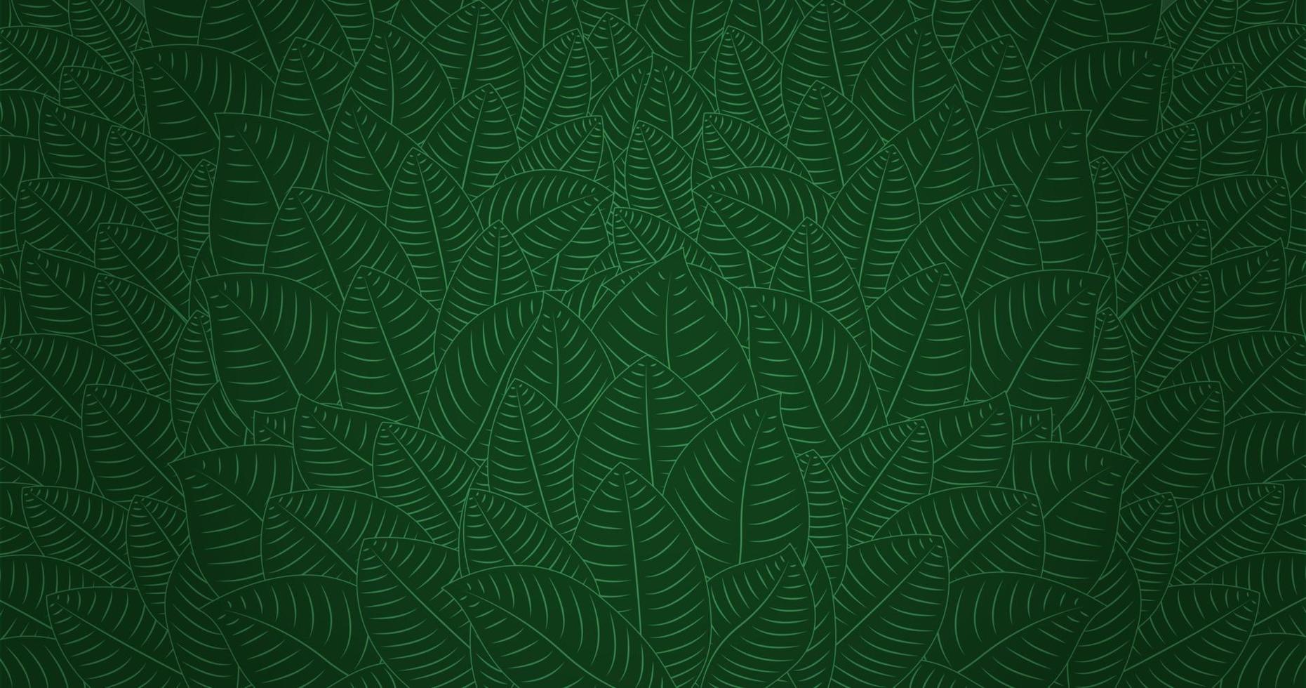 modèle sans couture de feuilles tropicales. style de dessin au trait. avec fond vert vecteur