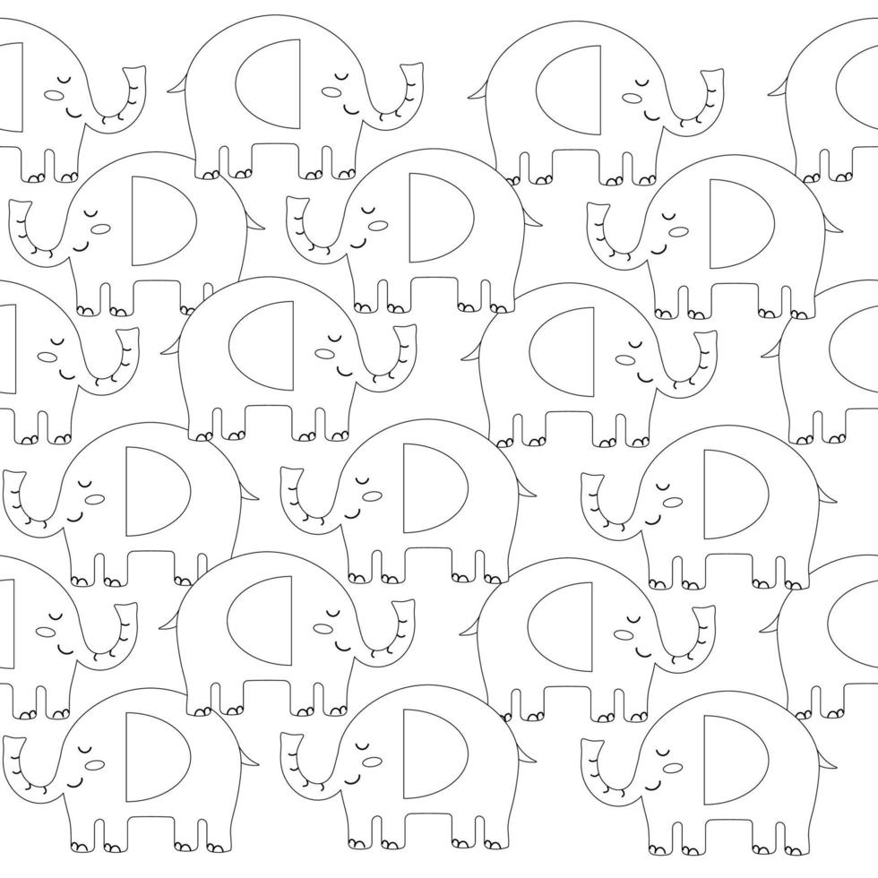 motif harmonieux de bébé éléphant dans le style de contour. illustration vectorielle vecteur