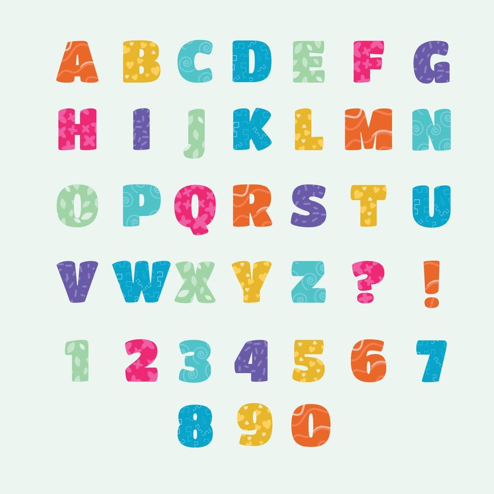 alphabet anglais pour enfants avec chiffres. illustration vectorielle vecteur