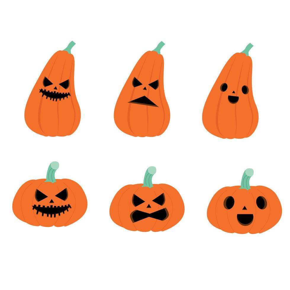 ensemble de différents personnages de citrouille d'halloween. illustration vectorielle vecteur