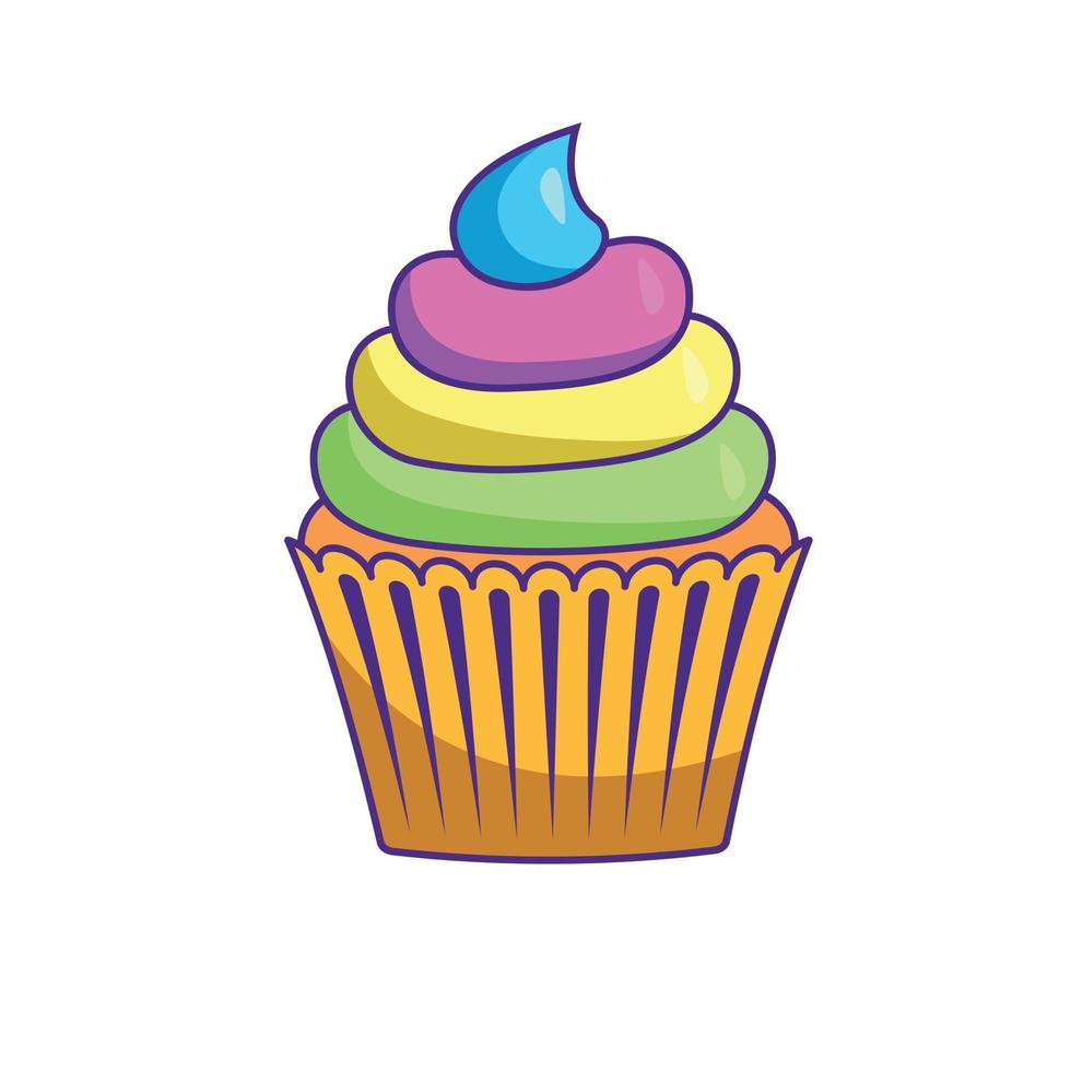 cupcake aux couleurs vives vecteur