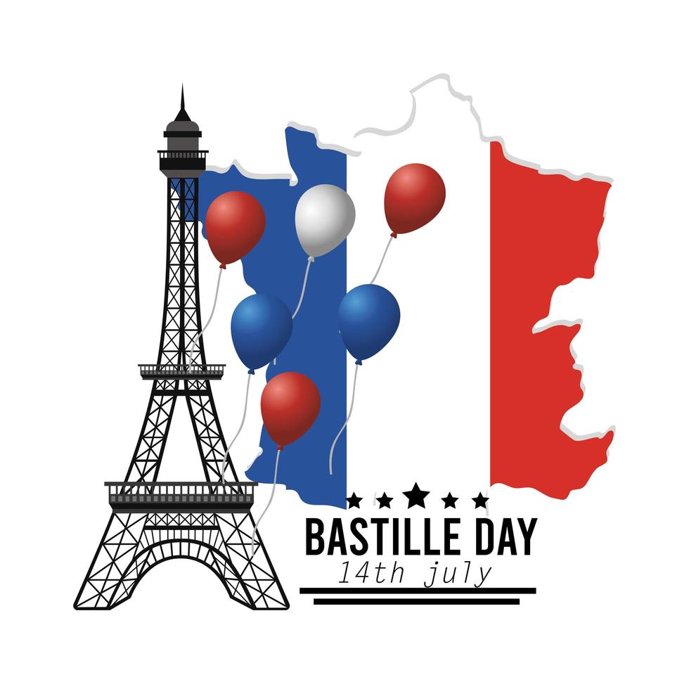 bannière de célébration nationale de la fête de la bastille française vecteur