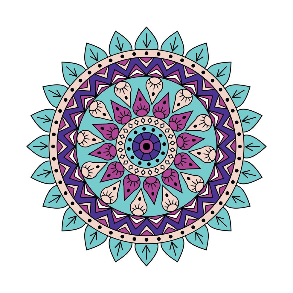 conception de mandala vert violet coloré indien vecteur