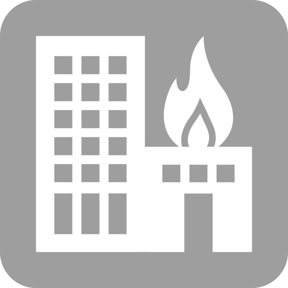 icône de fond ronde de glyphe de bâtiment en feu vecteur