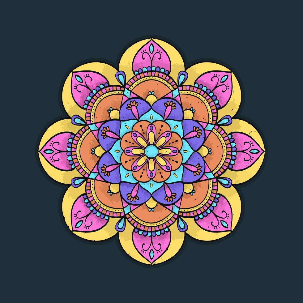 conception de fleur de mandala coloré vecteur