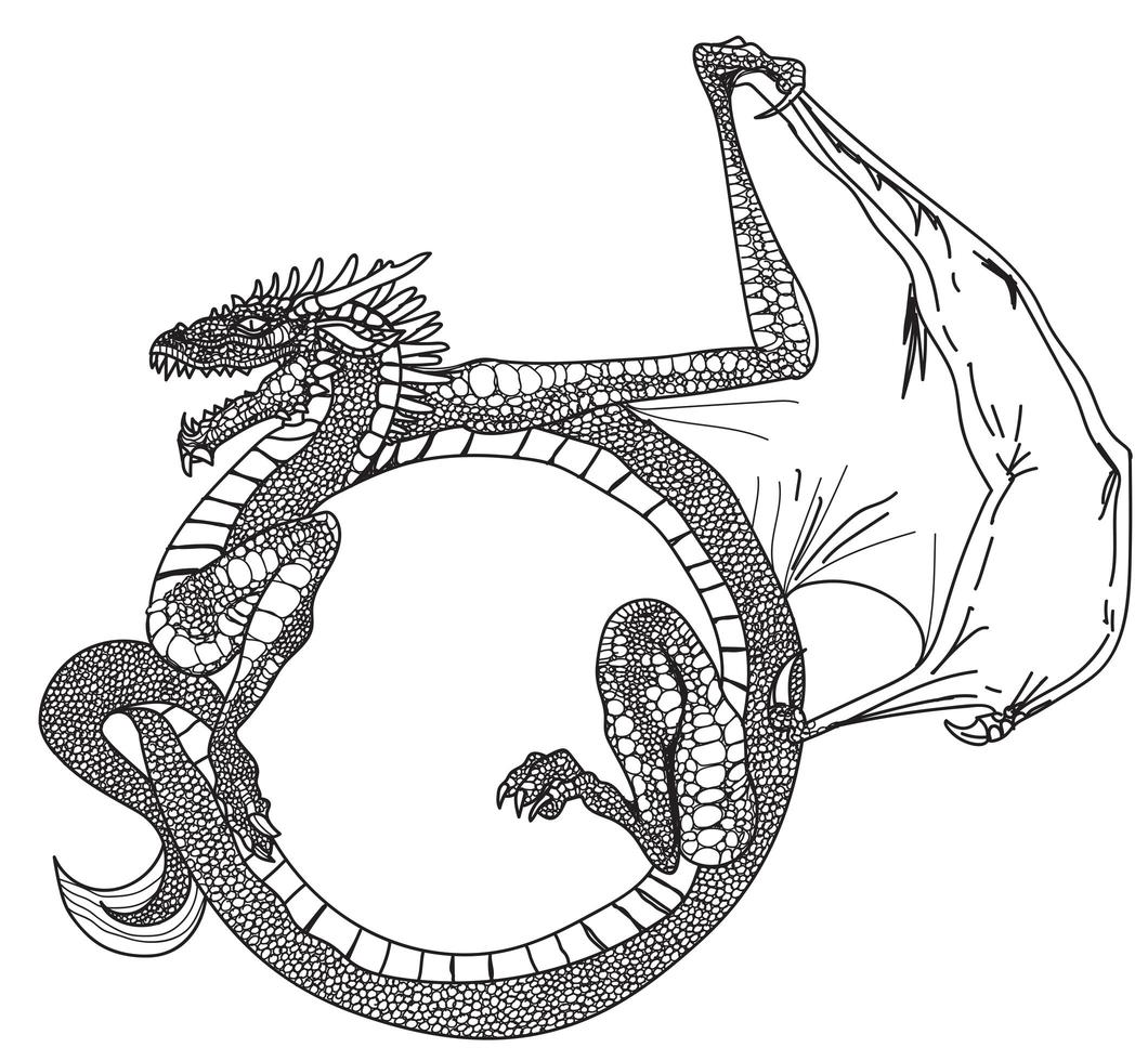 art de tatouage dragon dessin à la main vecteur