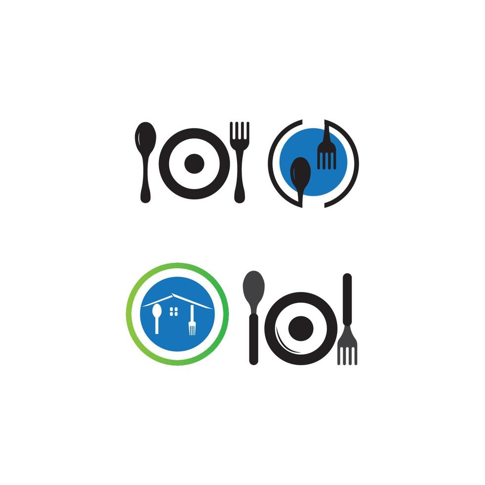 cuillère et assiette icône logo template vecteur