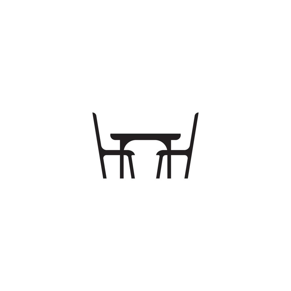 chaise et table logo modèle vecteur icône illustration