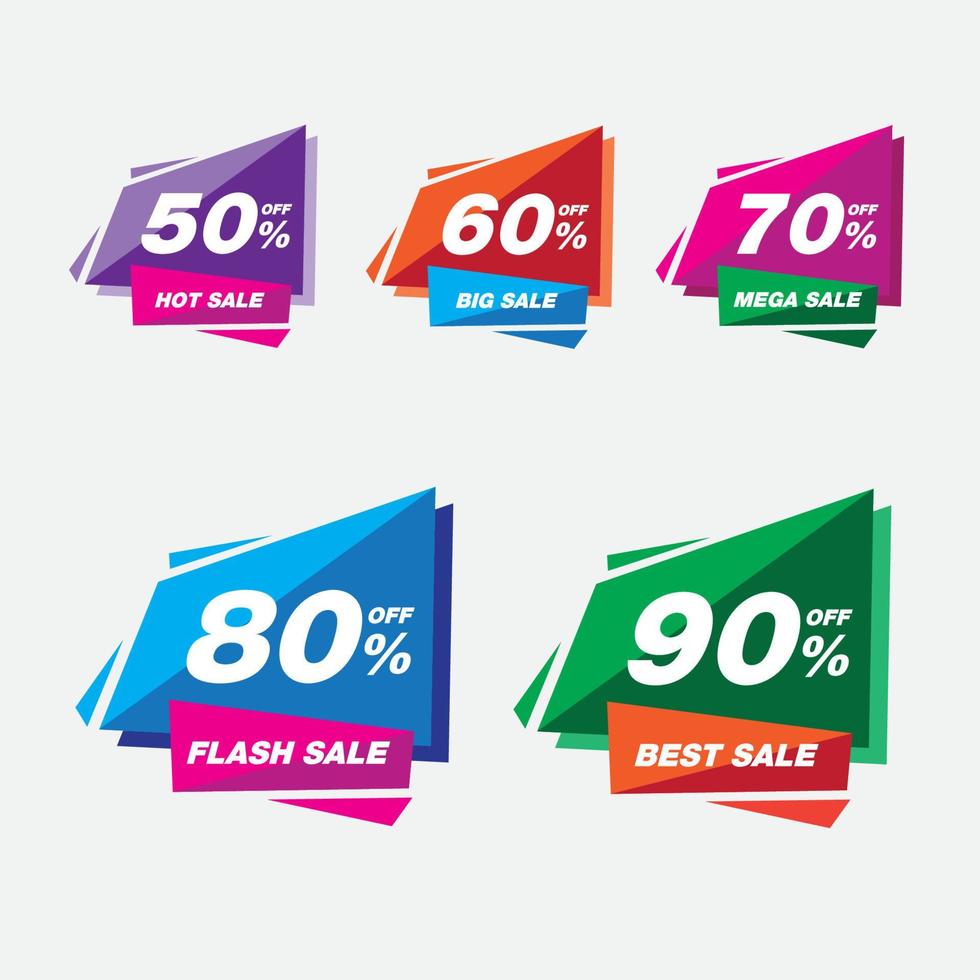 ensemble de vecteurs de publicités de promotion de vente de magasin coloré vecteur