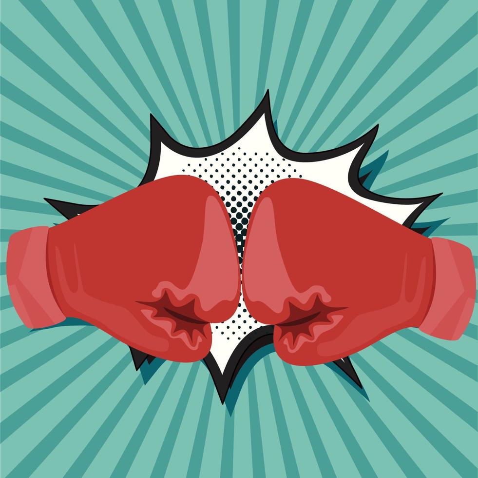 gants de boxe rouges, bulle de dialogue comique vecteur