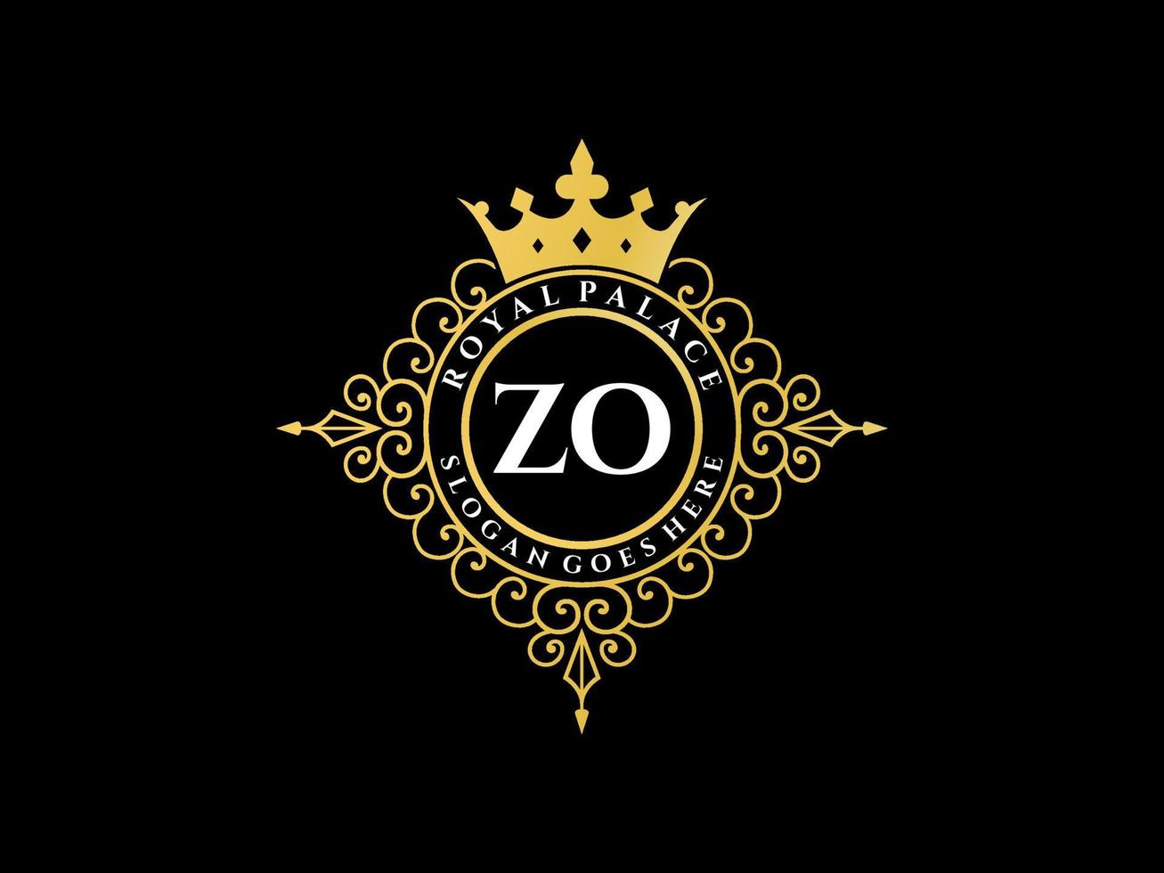 lettre zo logo victorien de luxe royal antique avec cadre ornemental. vecteur