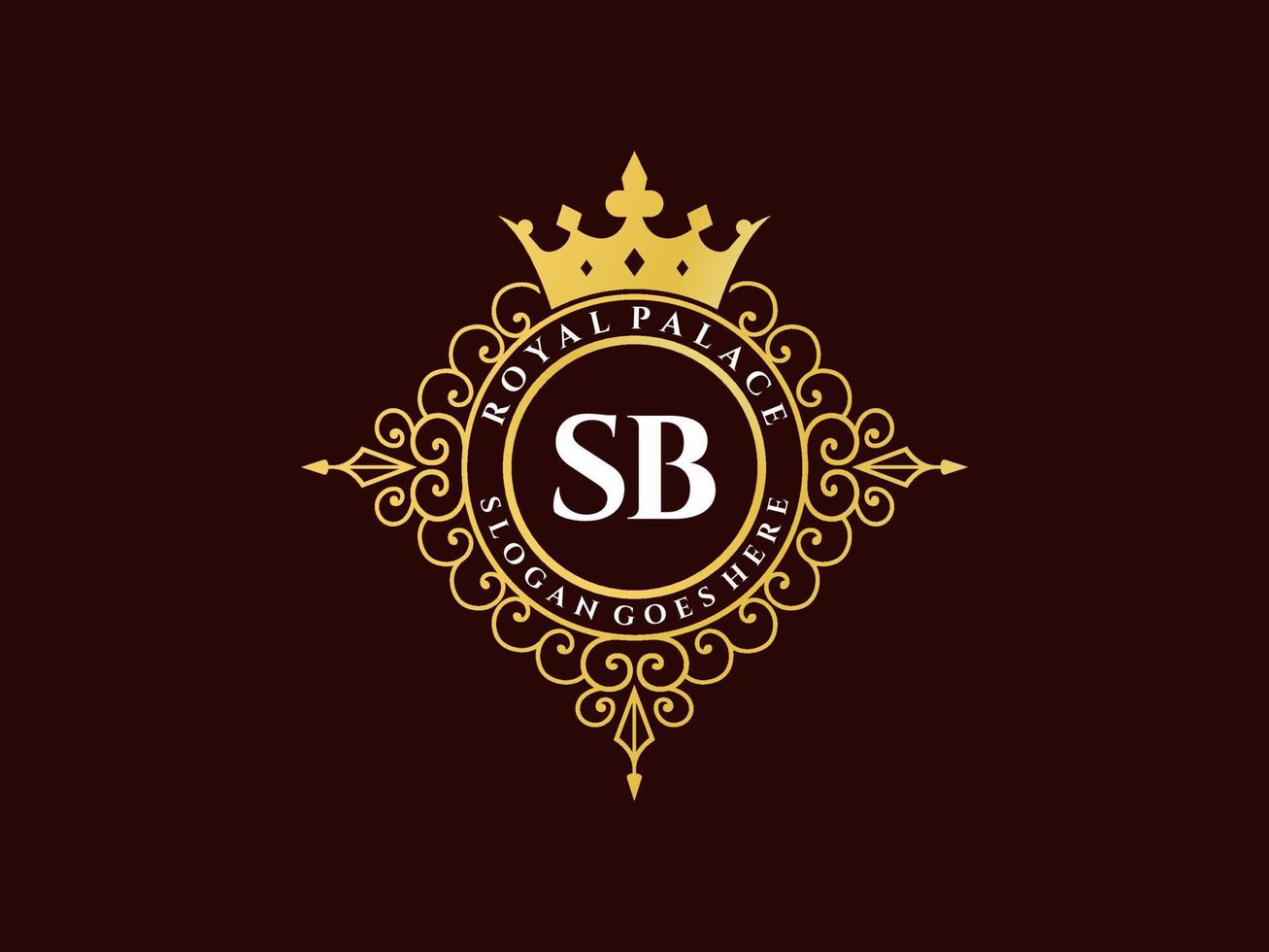 lettre sb logo victorien de luxe royal antique avec cadre ornemental. vecteur