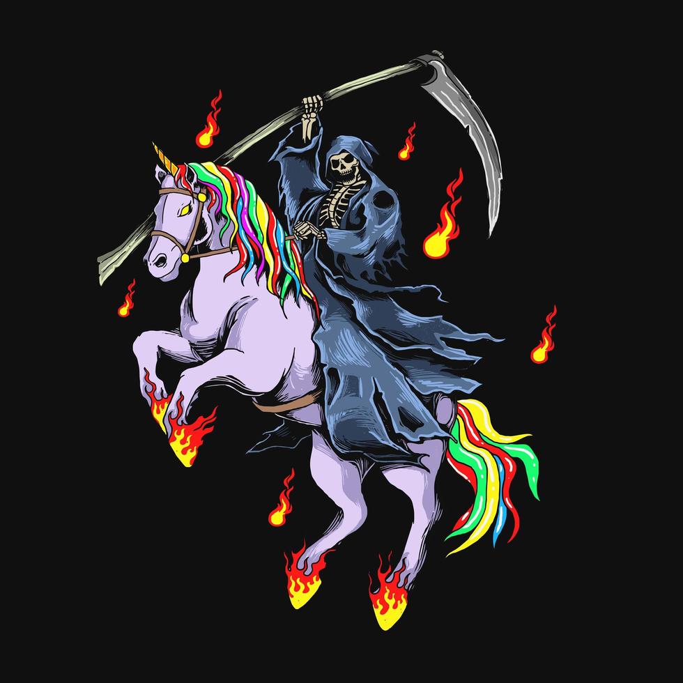 Grim Reaper avec licorne vecteur