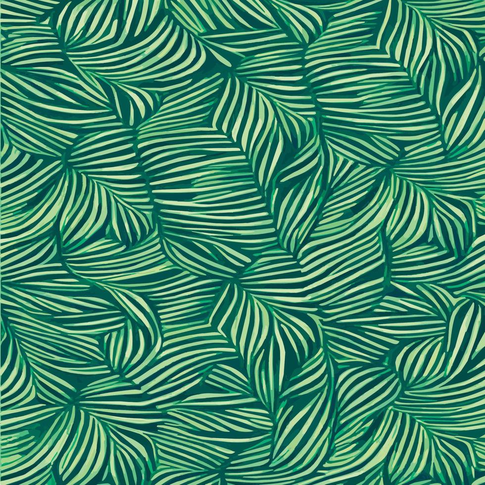 illustration vectorielle jungle avec motif de feuilles tropicales. imprimé estival tendance. modèle sans couture exotique. feuilles tropicales turquoise et vertes. fond d'écran de la jungle exotique. vecteur