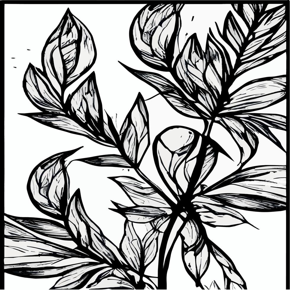 modèle sans couture de feuilles exotiques en noir et blanc. arrière-plan décoratif vectoriel abstrait élégant. feuilles de palmier tropical, motif floral vectorielle continue de feuille de jungle. papier peint de style tropical grunge.