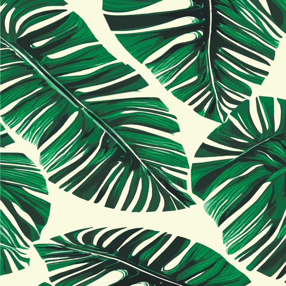 illustration vectorielle jungle avec motif de feuilles tropicales. imprimé estival tendance. modèle sans couture exotique. feuilles tropicales turquoise et vertes. fond d'écran de la jungle exotique. vecteur