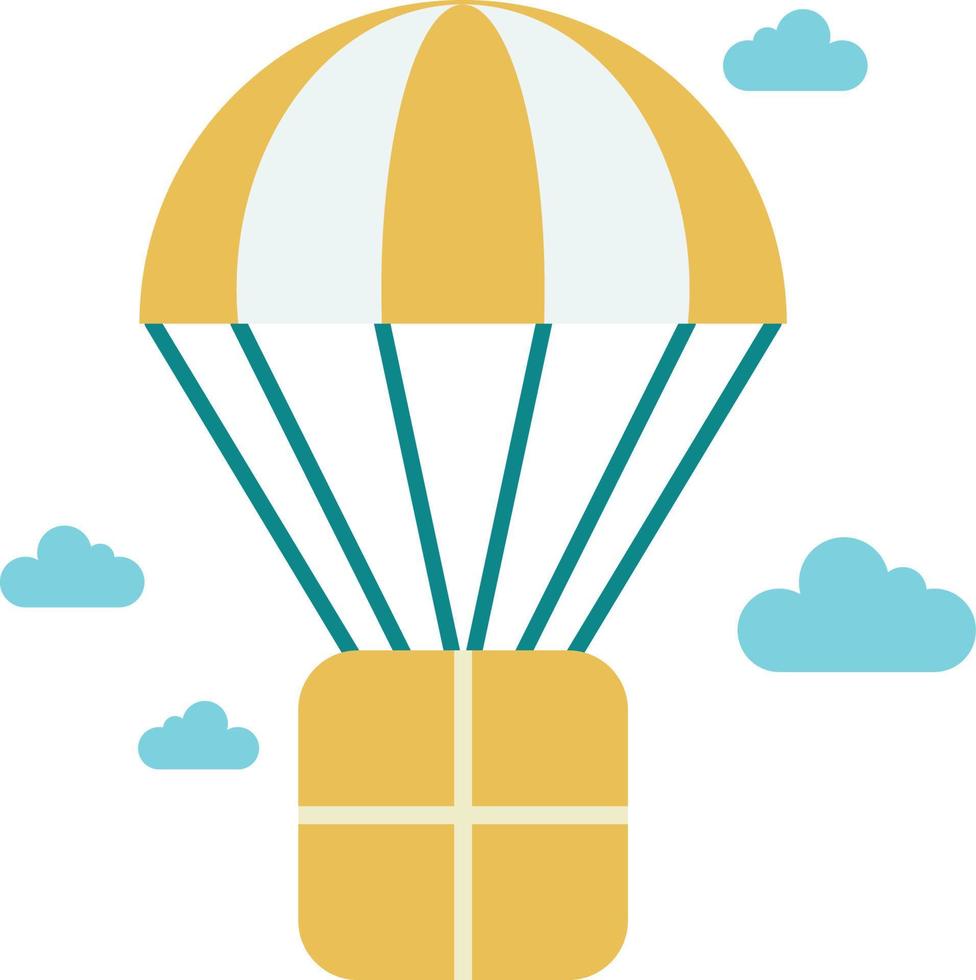 illustration de colis et de parachute dans un style minimal vecteur