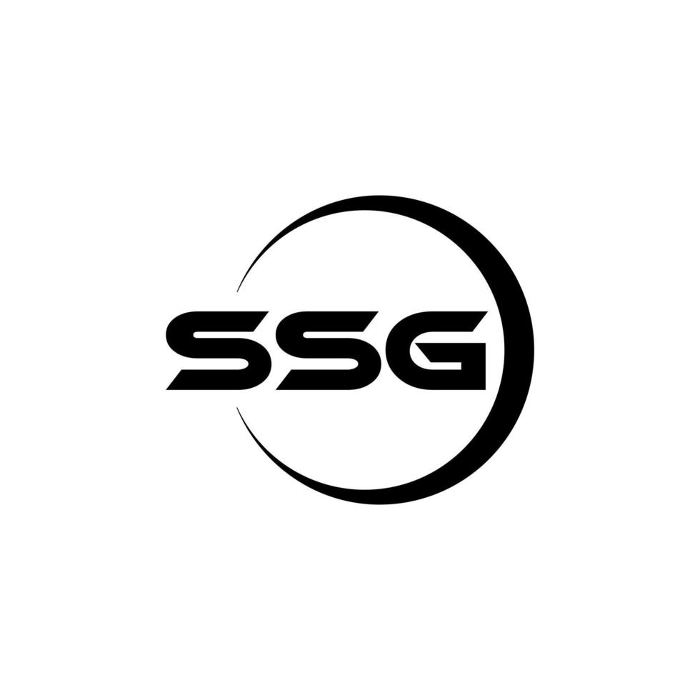 création de logo de lettre ssg avec un fond blanc dans l'illustrateur. logo vectoriel, dessins de calligraphie pour logo, affiche, invitation, etc. vecteur
