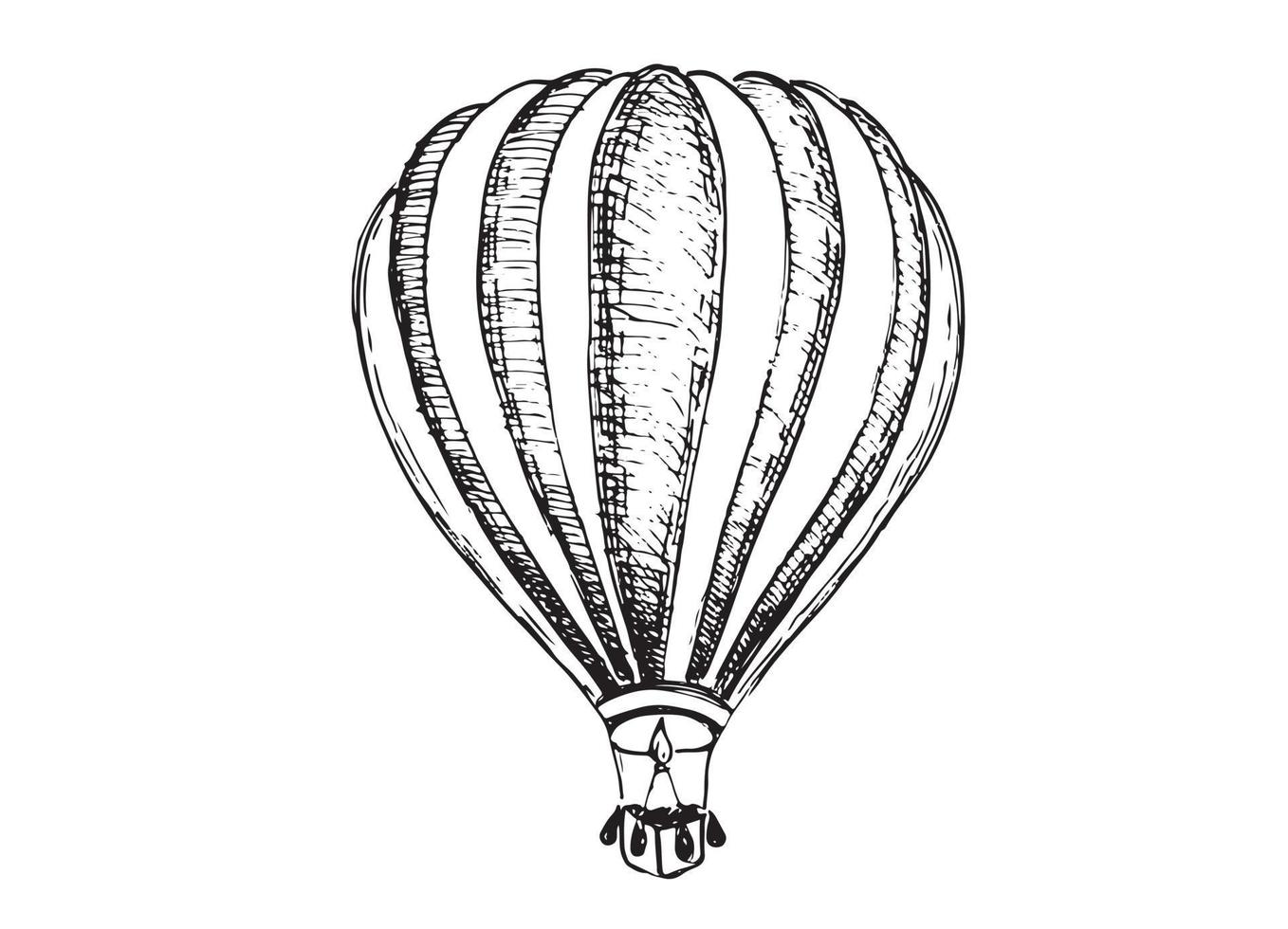 ballons à air chaud volant, illustration dessinée à la main. vecteur