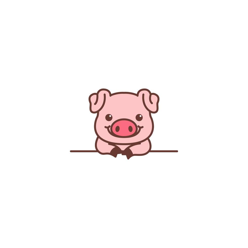 mignon, cochon, sourire, sur, mur, dessin animé vecteur
