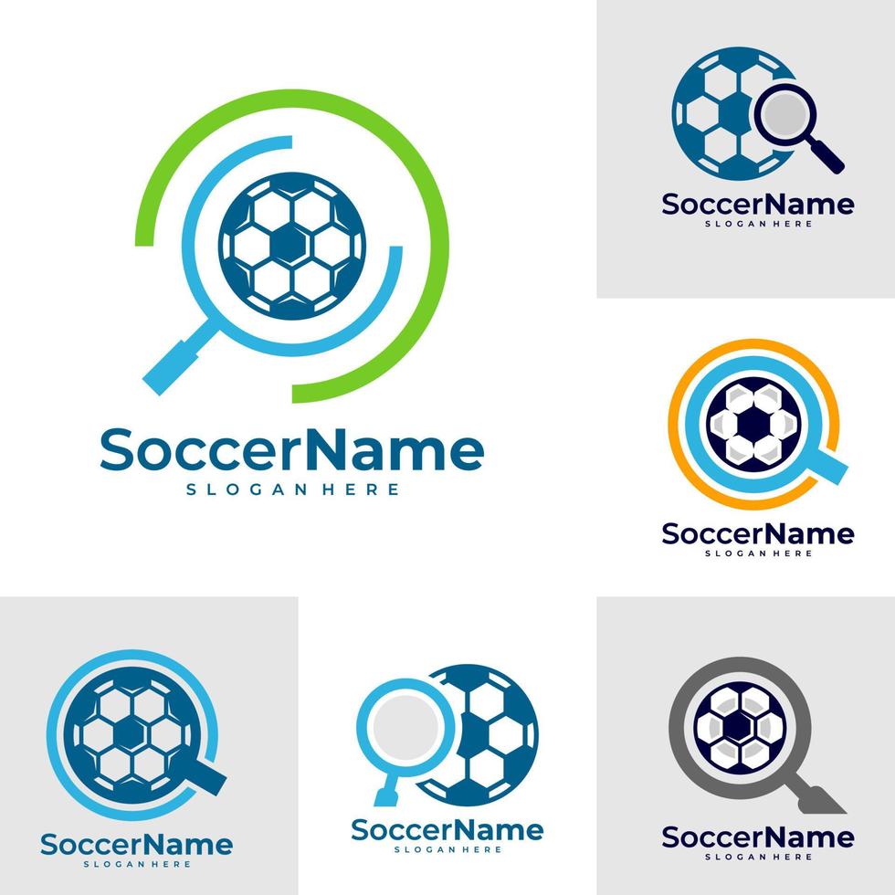 ensemble de modèle de logo de football de recherche, vecteur de conception de logo de recherche de football