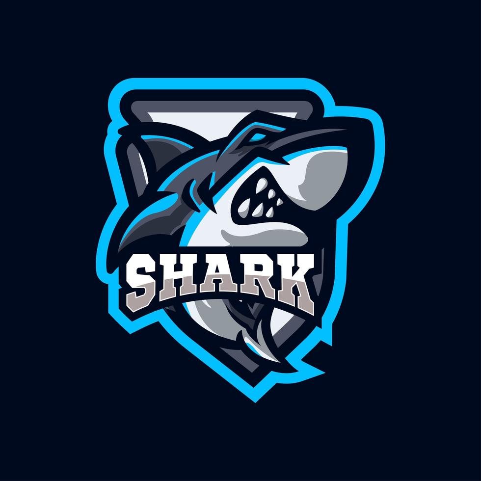 style de sport logo mascotte requin vecteur