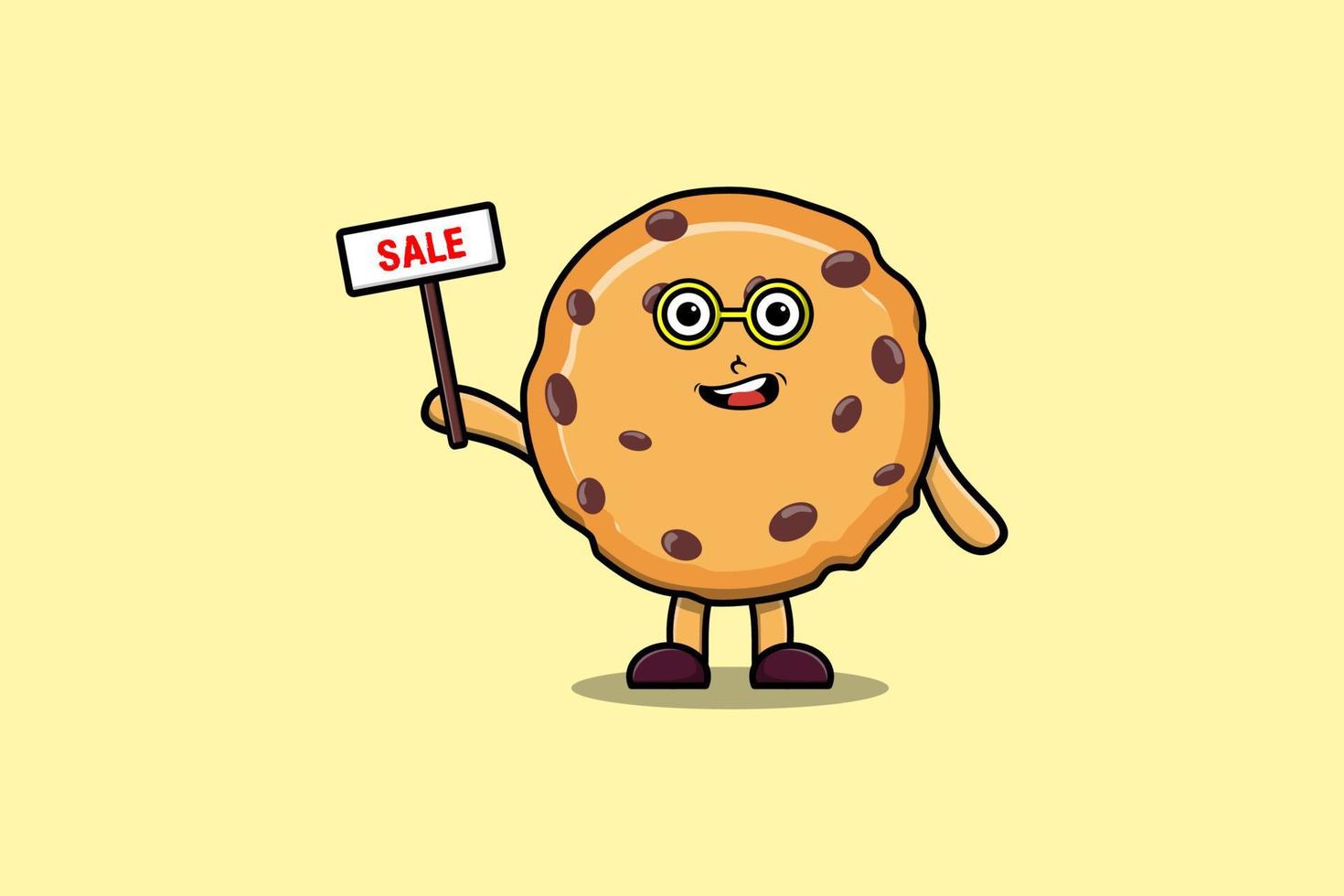 biscuits de dessin animé mignon tenant des dessins de signe de vente vecteur