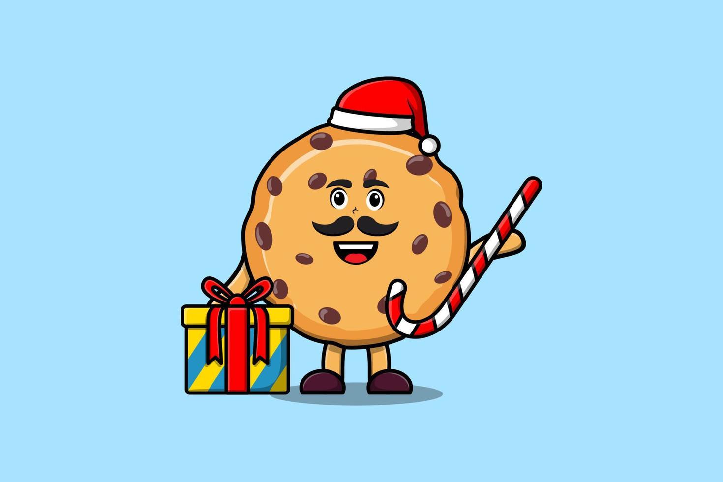 dessin animé biscuits père noël apportant canne en bonbon vecteur