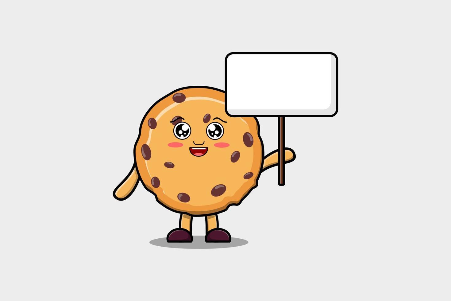 personnage de biscuits de dessin animé mignon tenir un tableau blanc vecteur