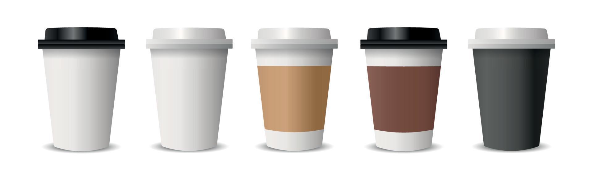 tasses réalistes pour le café et le thé sur fond blanc - vector