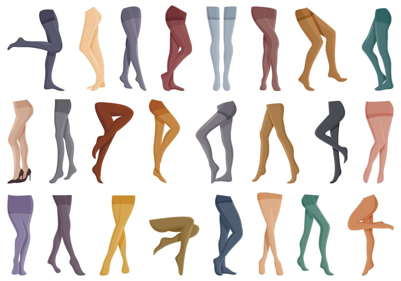 icônes de collants définies vecteur de dessin animé. mode femme